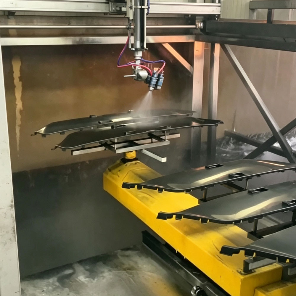 Auto Parts Automatic Spraying Line for A/B pillar decorative cover rotary spraying equipment