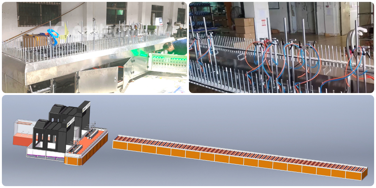 Five core modules of a ground rail circular spray line: conveyor, booth, oven, controls, exhaust